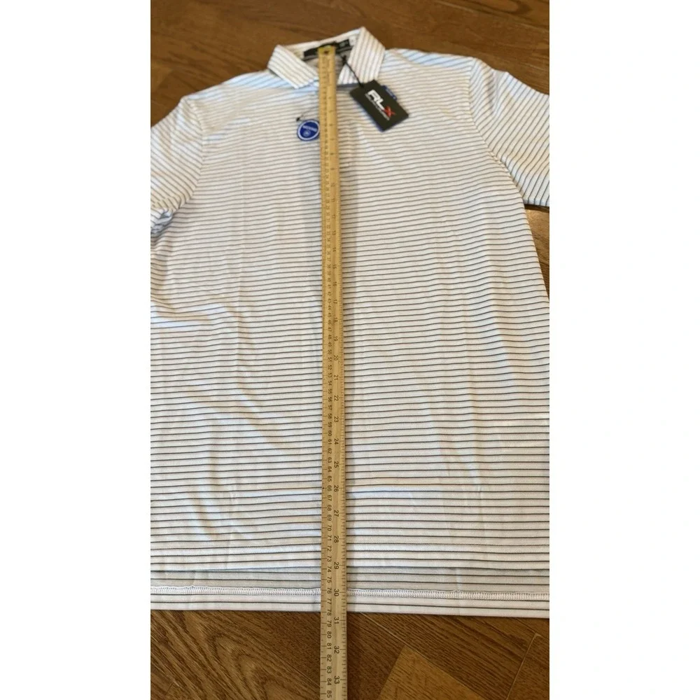 NWT RLX Ralph Lauren Performance Golf Polo Pink Sand Striped Size M Wicking